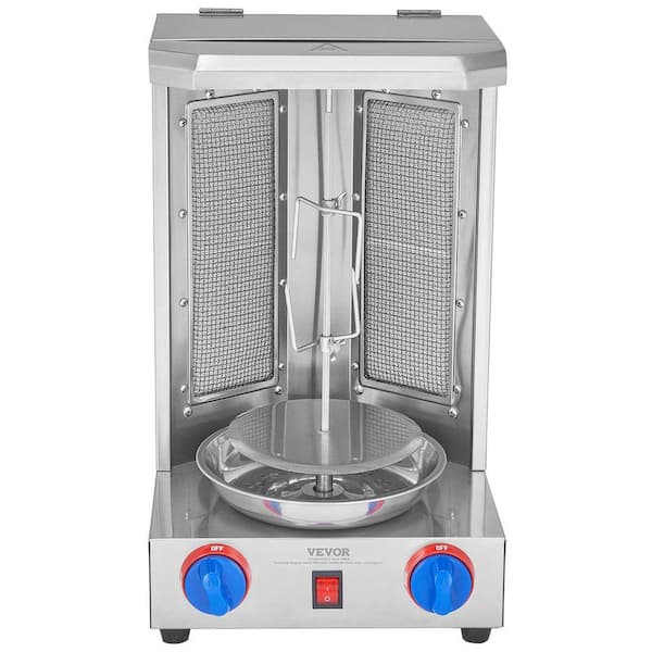 Shawarma Portable Propane Grill Machine 13 lbs. Capacity Chicken Shawarma Cooker Machine with 2 BurnersStainless Steel