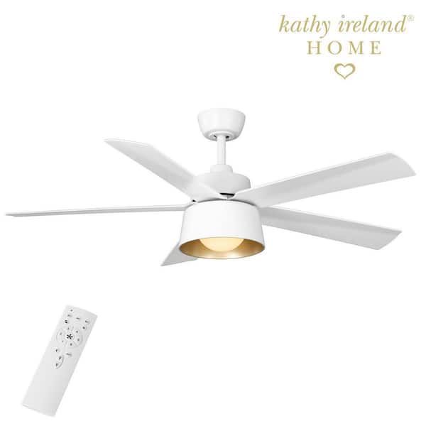 52 in. Pinkman Indoor/Covered Outdoor Matte White Downrod Ceiling Fan with Adjustable LED Light, DC Motor, and Remote