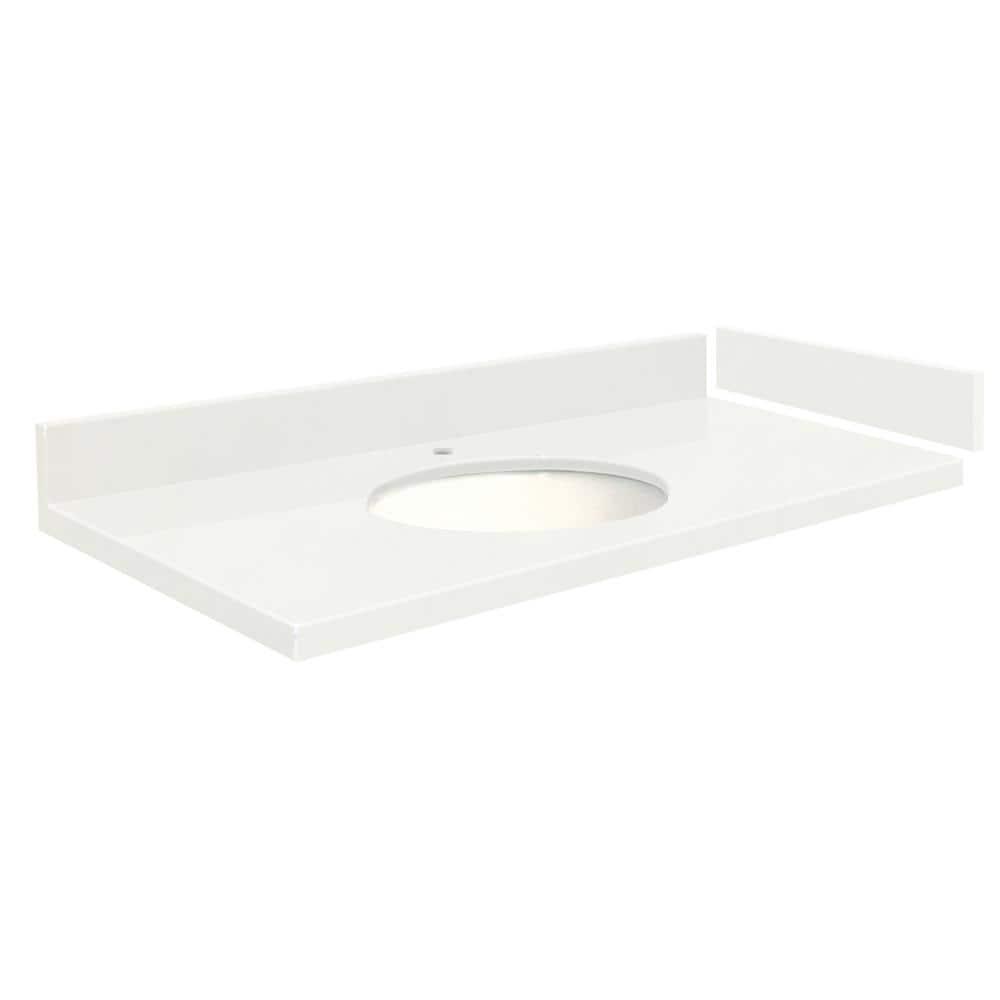 Natural White Quartz Single Sink Bathroom Vanity Top