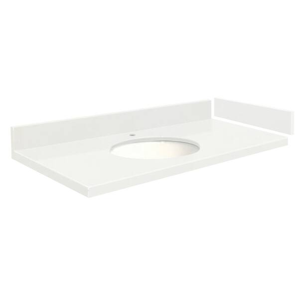 61 in. W x 22.25 in. D Quartz Vanity Top in Natural White with Single Hole