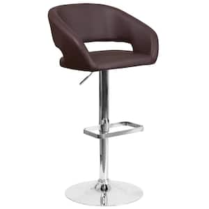 32 in. Adjustable Height Brown Cushioned Bar Stool