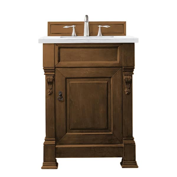 James Martin Vanities Brookfield 26 in. W x 23.5 in. D x 34.3 in. H Single Bath Vanity in Country Oak with Arctic Fall Top