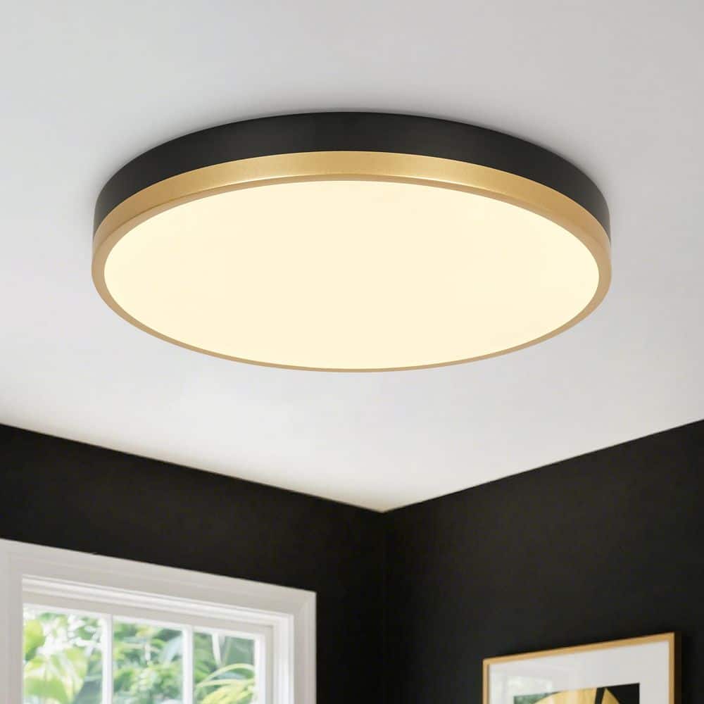 Lumin 1-Light 15.7 in. W Black Integrated LED Selectable CCT Flush Mount Minimalist Modern Round Drum Ceiling Light price history on PriceWatchPro