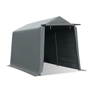 7 ft. x 12 ft. Outdoor Portable Steel Carport Storage Shelter Shed in Gray with Zipper Doors and Vents for Motorcycle