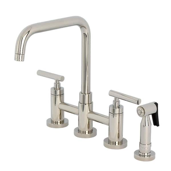 Manhattan 2-Handle Bridge Kitchen Faucet in Polished Nickel