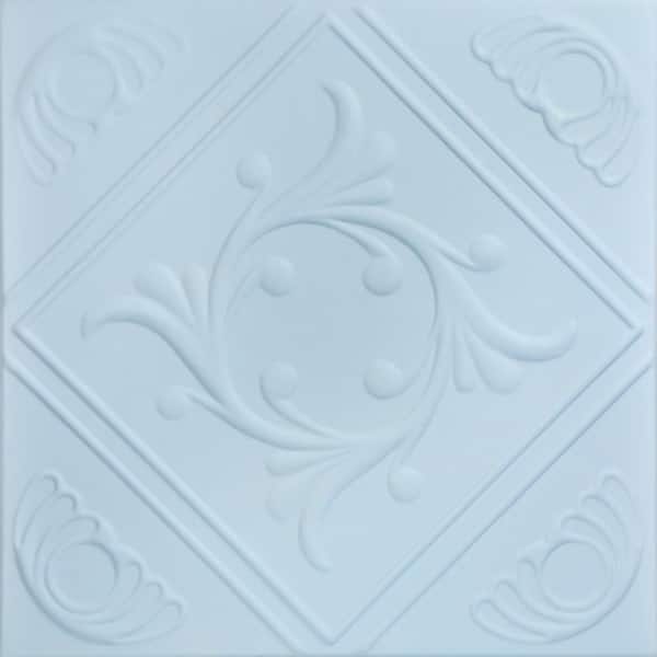A La Maison Ceilings Diamond Wreath 1.6 ft. x 1.6 ft. Glue Up Foam Ceiling Tile in Breath of Fresh Air