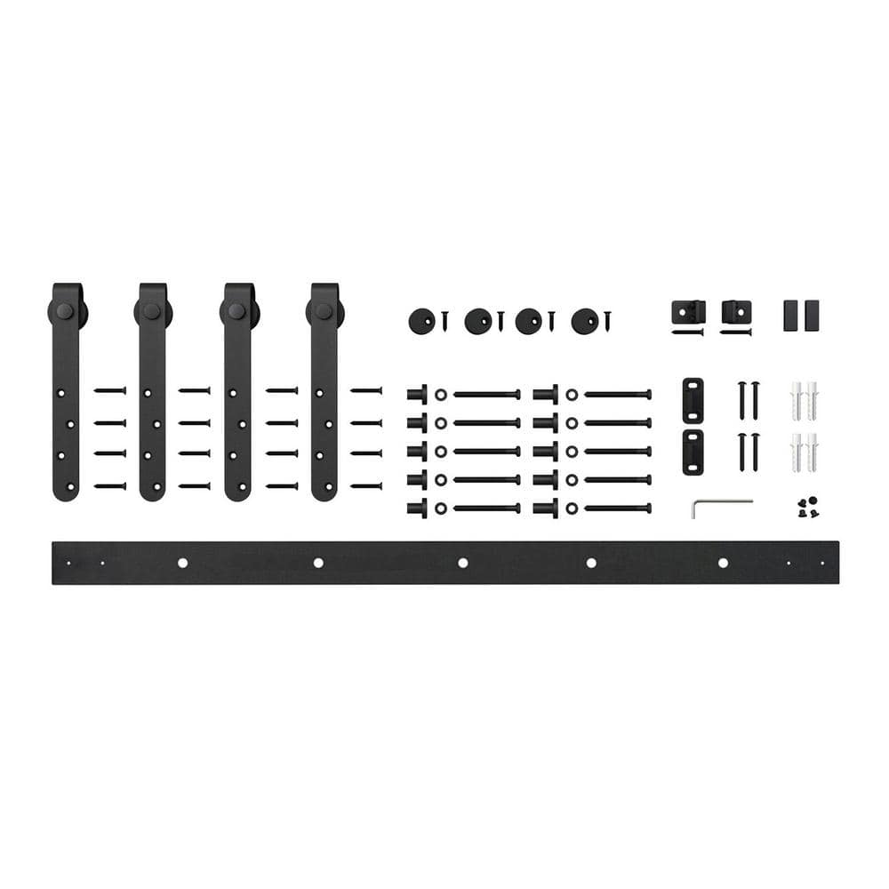 6 ft. Black Solid Steel Mini Sliding Rolling Barn Door Hardware Kit for Double Furniture Wood Doors price history on PriceWatchPro