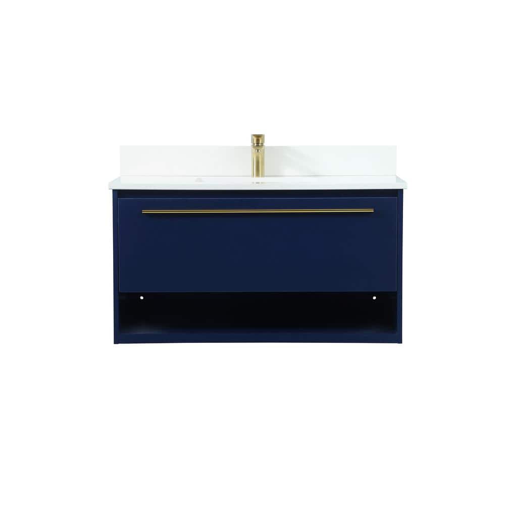 Timeless 36 in. W Single Bath Vanity in Blue with Engineered Stone Vanity T