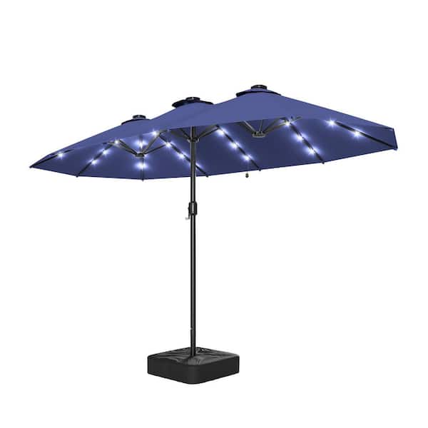 PHI VILLA 13 ft. Steel Market 8-Color Solar LED Lights Patio