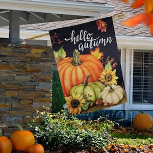 40 in. x 28 in. Pumpkins and Sunflowers Hello Autumn Outdoor Fall Harvest House Flag