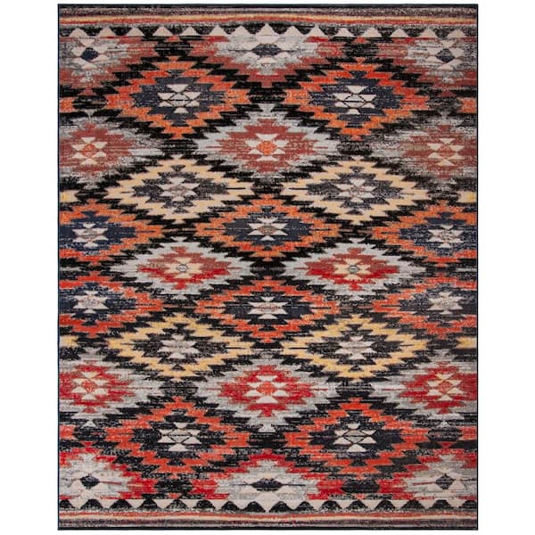 SAFAVIEH Montage Rust/Multi 9 ft. x 12 ft. Geometric Indoor/Outdoor Patio  Area Rug