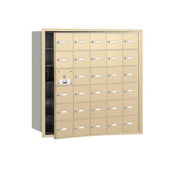 Salsbury Industries 3600 Series Sandstone Private Front Loading 4B Plus Horizontal Mailbox with 30A Doors (29 Usable)