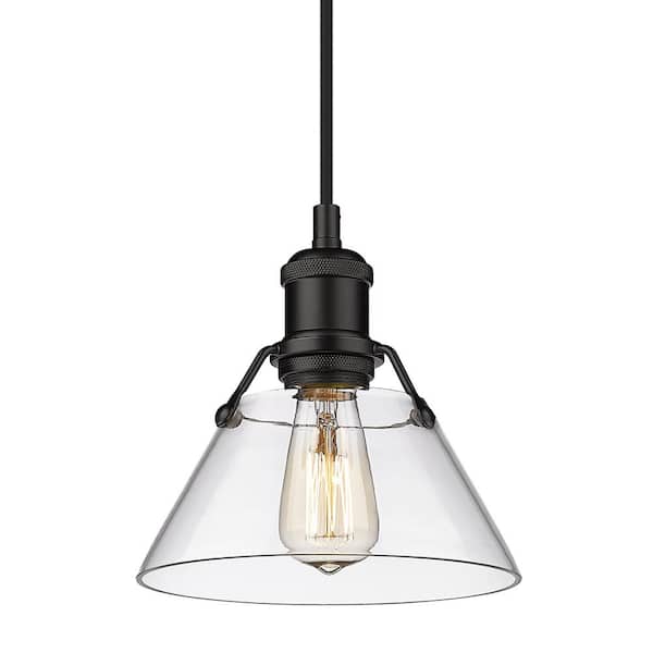 Golden Lighting Orwell 7.5 in. 1-Light Pendant in Matte Black with Clear Glass Shade