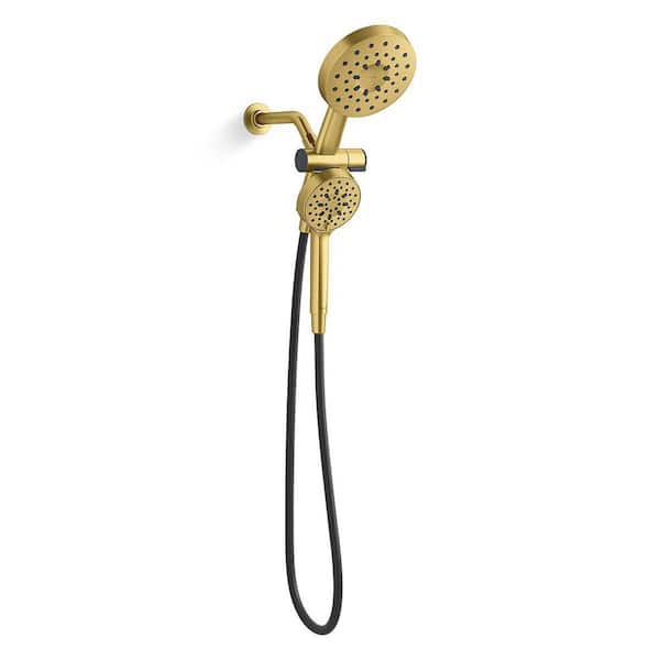KOHLER Viron 4-Spray 6 in. Dual Wall Mount Fixed and Handheld Shower Heads 1.75 GPM in Vibrant Brushed Moderne Brass