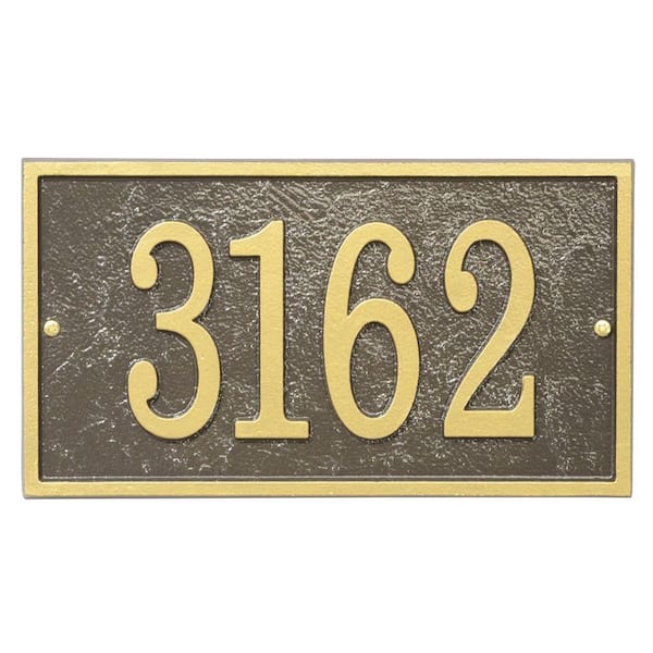 Whitehall Products Fast and Easy Rectangle House Number Plaque, Bronze/Gold
