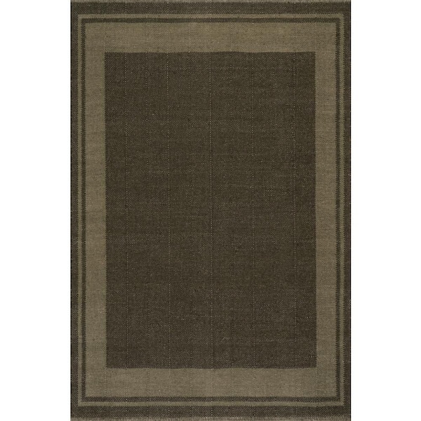 Nate Berkus x Rugs Canon Bordered Wool Cozy Green 5 ft. x 8 ft. Indoor Area Rug