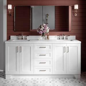 Taylor 72.25 in. W x 22 in. D x 36 in. H Double Sink Freestanding Bath Vanity in White with Carrara Quartz Top
