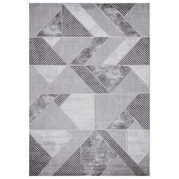 Concord Global Trading BrightonCollection Madison Gray 7 ft. x 9 ft. Geometric Area Rug