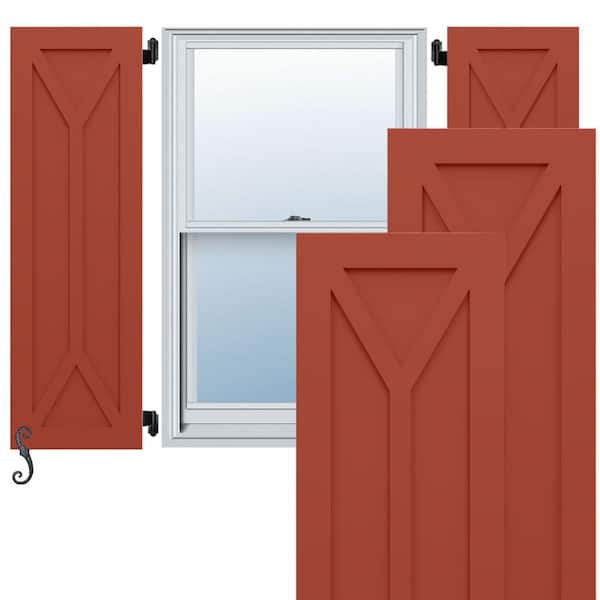 Ekena Millwork EnduraCore San Carlos Mission Style 18-in W x 67-in H Raised Panel Composite Shutters Pair in Colorful Leaves