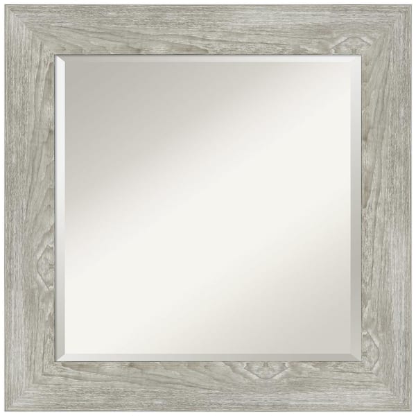 Amanti Art Medium Square Distressed Grey Beveled Glass Modern Mirror (26 in. H x 26 in. W)