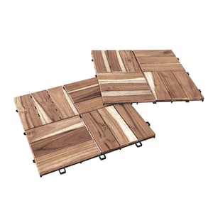 1 ft. x 1 ft. Interlocking 12 Slat Solid Teak Wood Deck Tile in Unfinished (10-Pieces Per Carton - 10 sq. ft.)