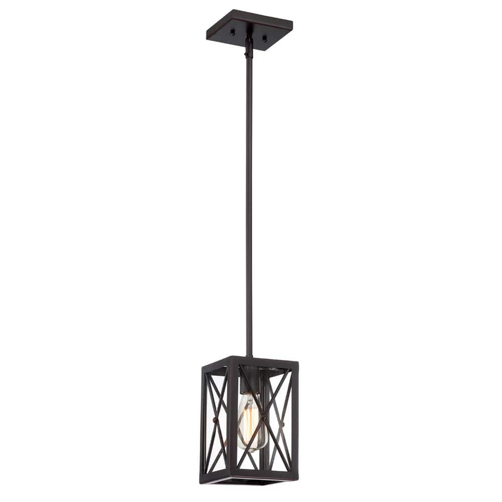 Satin Bronze Mini Pendant Light with Clear Glass Panels