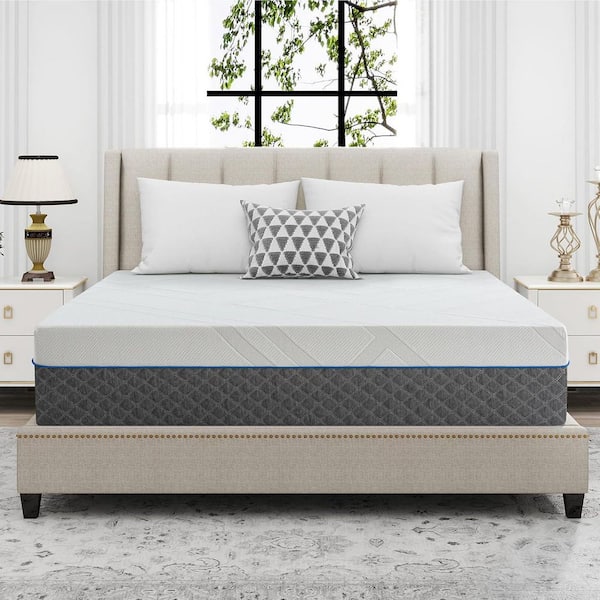 WONDER COMFORT Gray Queen Medium Firm Non-Fiberglass Bamboo Charcoal Memory Foam Mattress 14 in. Mattress in A Box
