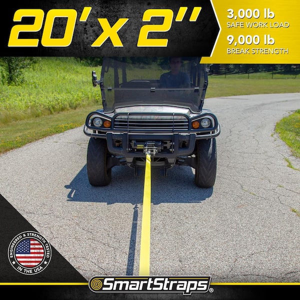 20 ft. 3,000 lb. Working Load Limit Yellow Tow Rope Strap with Hooks