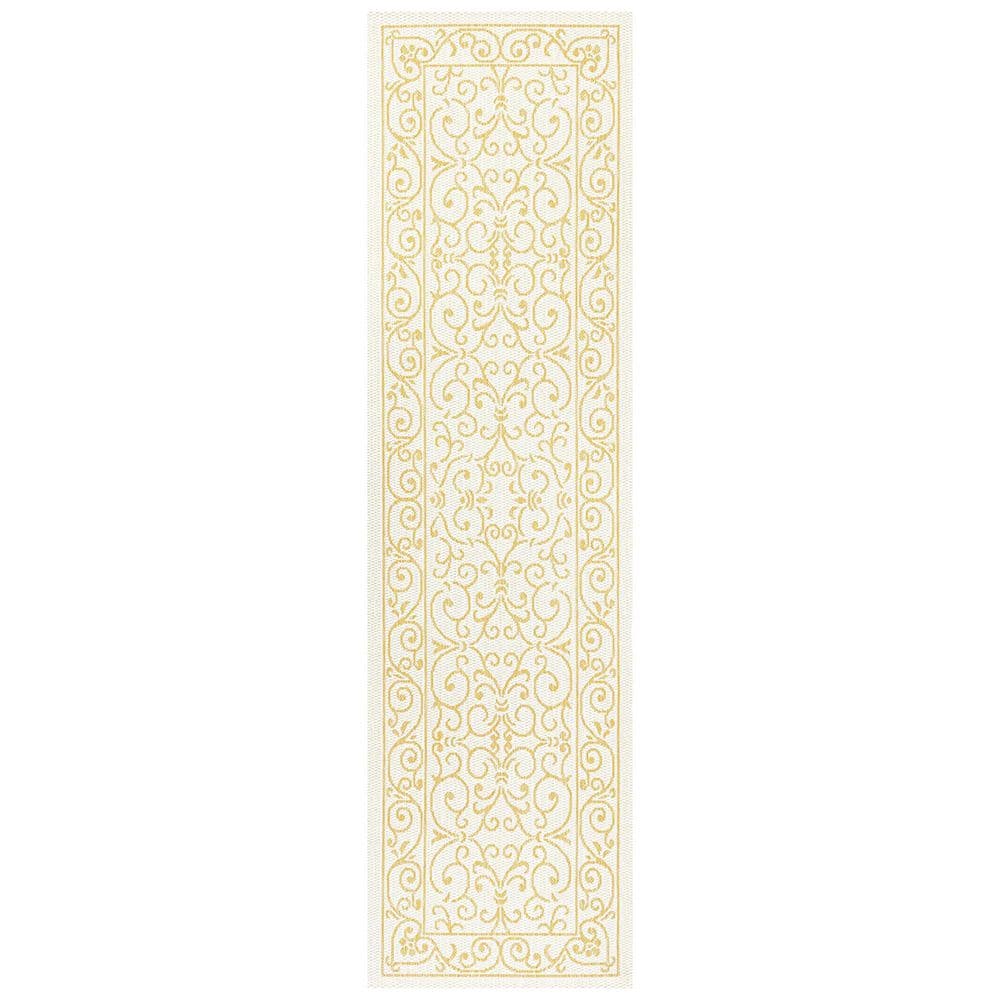 Yellow Polypropylene 2 ft. x 8 ft. Floral Indoor Runner Rug