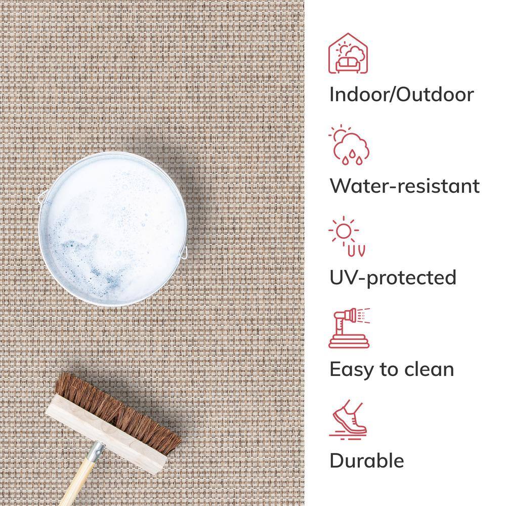 Ivory Synthetic Flat Woven 8' x 10' Indoor/Outdoor Rug