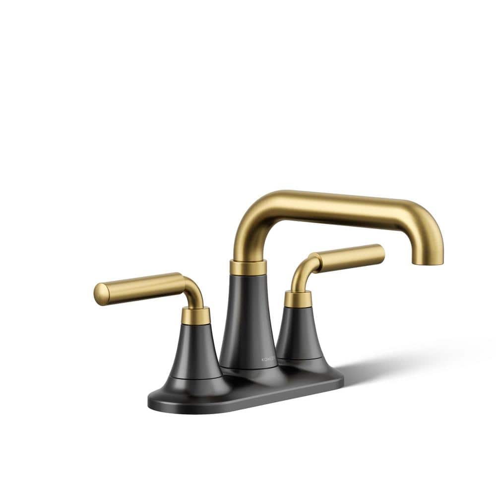 Tone 4 in. Centerset Double Handle 0.5 GPM Bathroom Faucet in Matte Black with Moderne Brass price history on PriceWatchPro