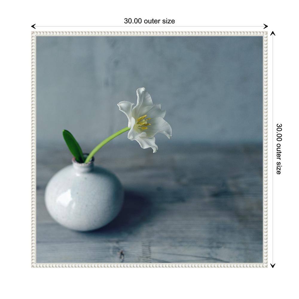 White Flower in Vase Framed Canvas Wall Art