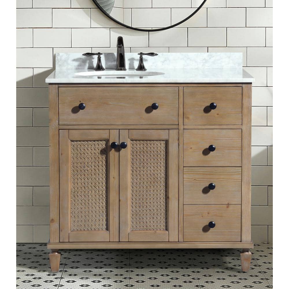 Annie 36" Weathered Fir Bathroom Vanity with Marble Top