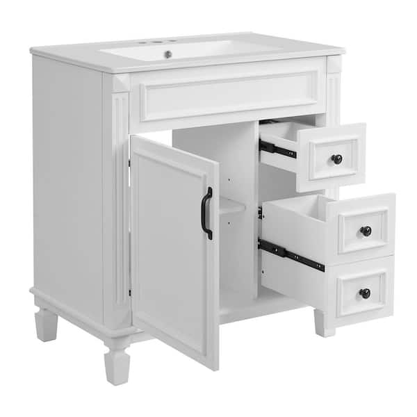 30 in. W x 18.4 in. D x 34 in. H Bathroom White Linen Cabinet