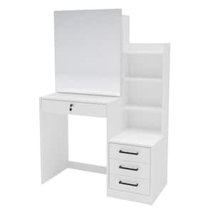 Hannah White Vanity with Mirror 58 in. H x 39 in. W x 17.5D