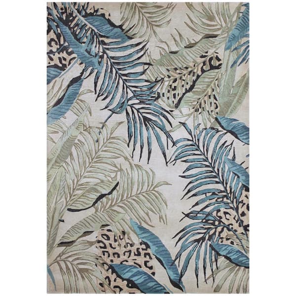 MILLERTON HOME Reva Ivory 8 ft. x 10 ft. Botanical Hand-Tufted Wool Area Rug