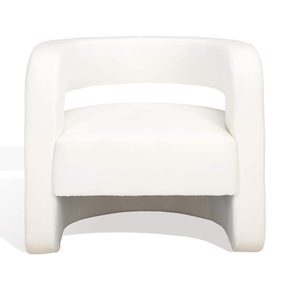 Modern White Linen Barrel Back Accent Chair