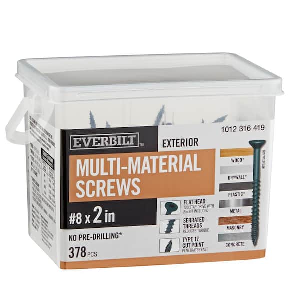 #8 x 2 in. Black 6-Lobe Drive Exterior Flat Head Multi-Material Screw 3 lbs.-Box (378-Piece)