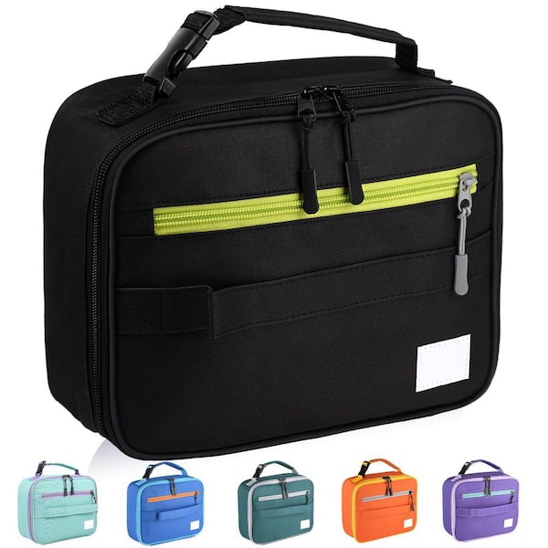 Black Reusable Lunch Bag for Kids, Boys, Girls, Men, Ideal for School, Office and Outdoor Use