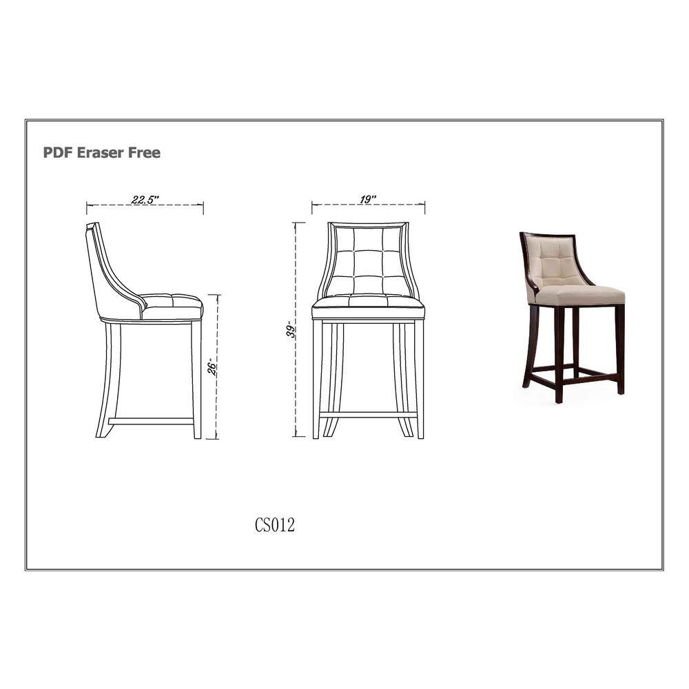 Elegant Camel Faux Leather & Dark Walnut Beech Wood Counter Stool