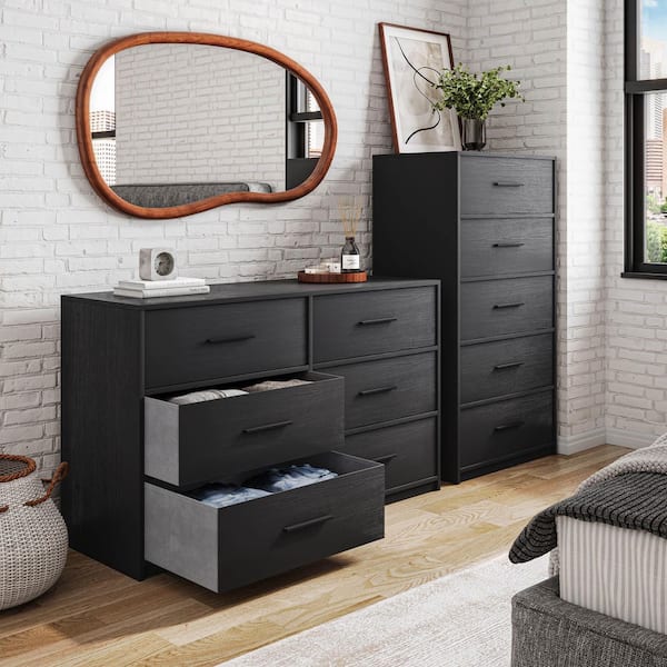 Techni Home Black 5 Drawer 22.5 in. Wide Dresser RTA-DSR05-BK