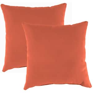 Sunbrella 16 in. x 16 in. Brick Red Solid Square Knife Edge Outdoor Throw Pillows (2-Pack)