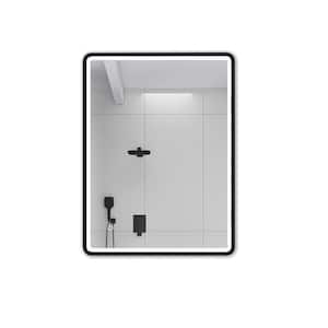 24 in. W x 32 in. H Rectangular Framed Wall-Mount Bathroom Vanity Mirror in Black