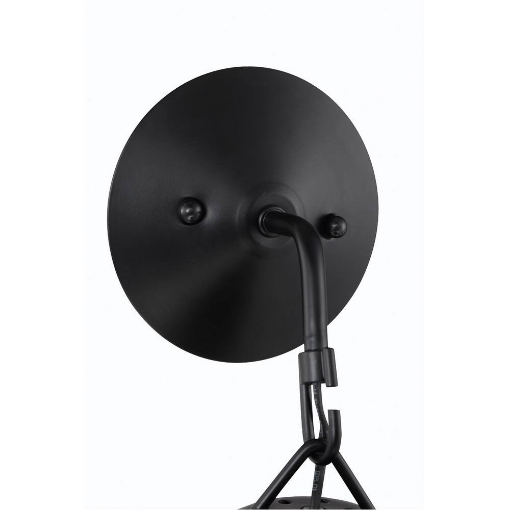 Flat Black Steel Round Shade Wall Sconce