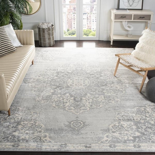 Brentwood 12 ft. x 12 ft. Square Gray/Ivory Geometric Area Rug