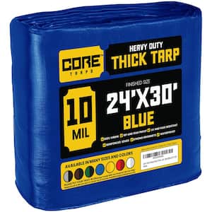 24 ft. x 30 ft. Blue 10 Mil Heavy Duty Polyethylene Tarp, Waterproof, UV Resistant, Rip and Tear Proof