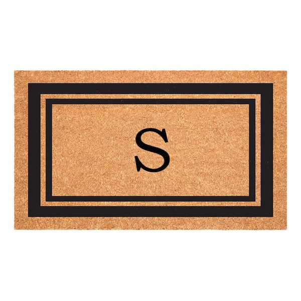 Calloway Mills Black Border Monogram Door Mat 18 in. x 30 in. (Letter S)
