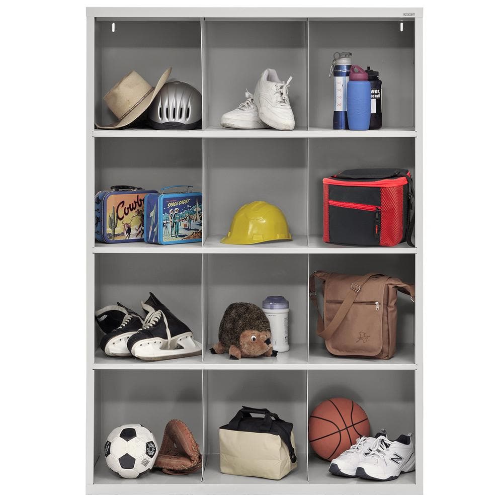 Adjustable Dove Gray Wooden 12-Compartment Storage Organizer