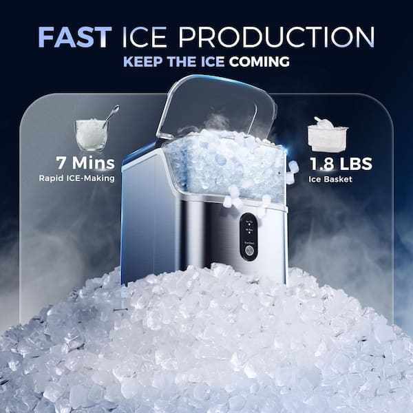 SIMZLIFE 8.7 in. 35 lb. /24H Nugget Ice Countertop Portable