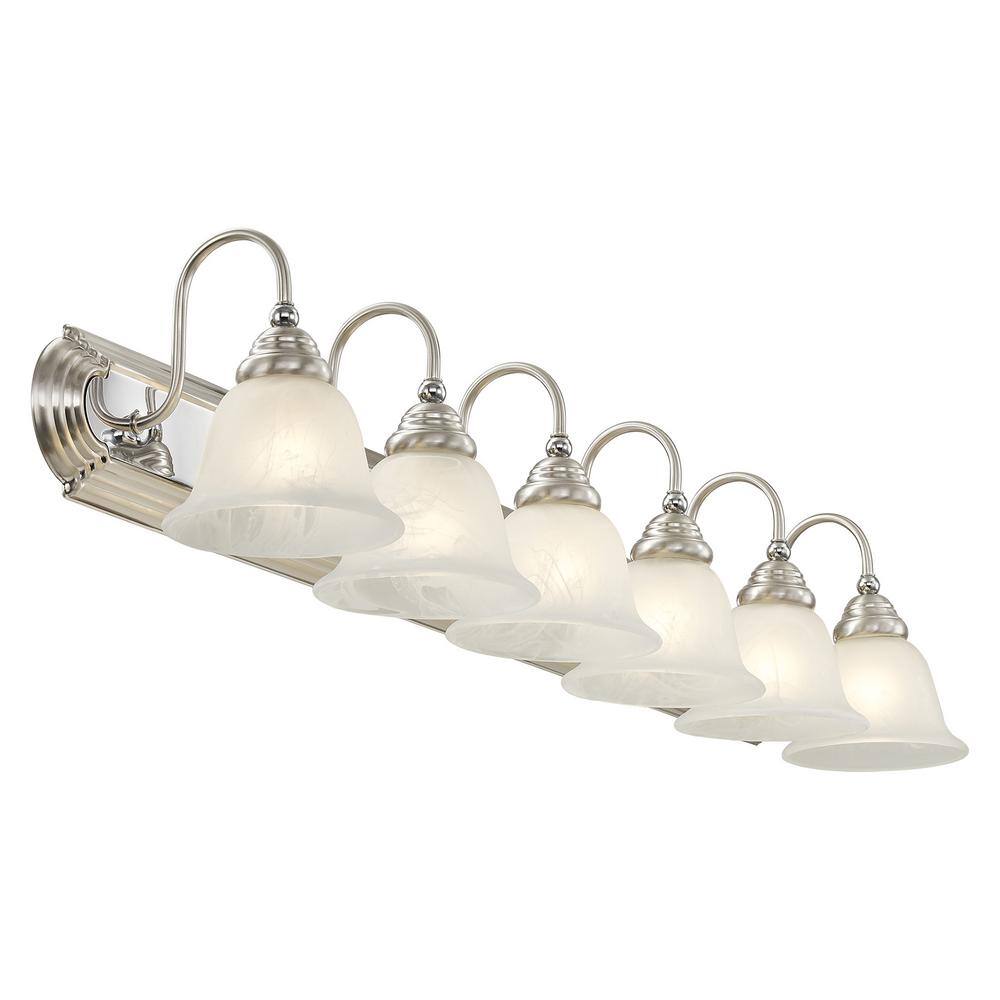 Belmont 48" Brushed Nickel and Chrome 6-Light Vanity Fixture